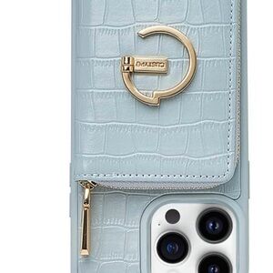 IPhone 14 pro max wallet case blue phone